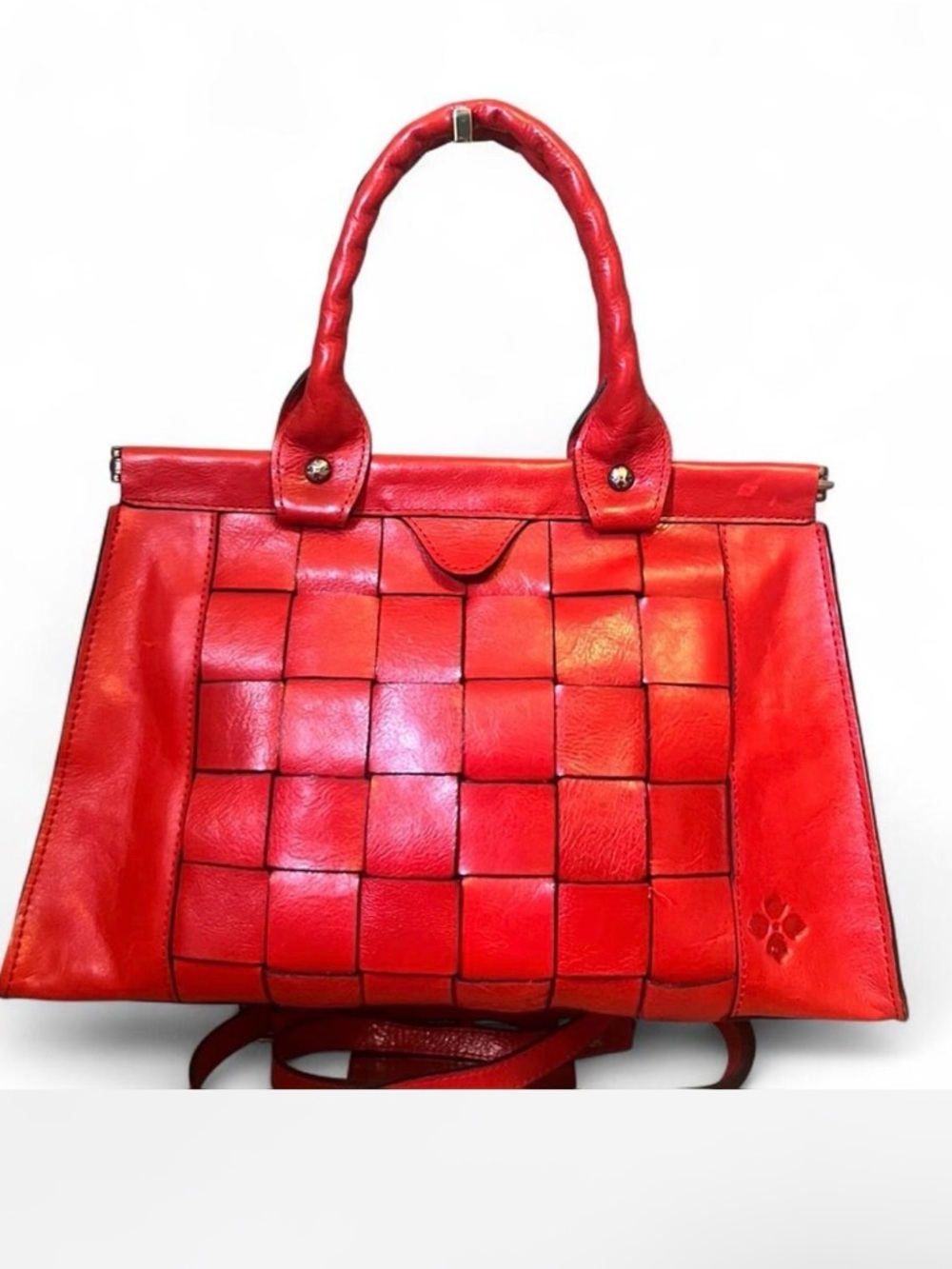 Patricia Nash Leather Basketweave Zaragoza Satchel